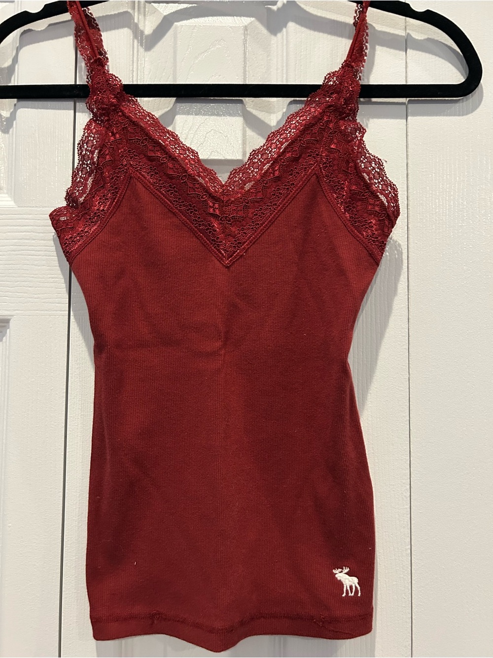 Abercrombie & Fitch Burgundy Lace-Trim V-Neck Cami